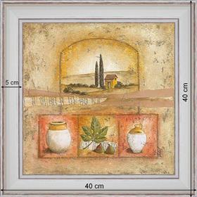 Ochre little cottage - dimension 40 x 40 cm - White