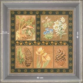 Flora of mountains - dimension 40 x 40 cm - Grey