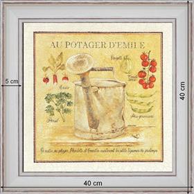 Au Potager d'Emile - dimension 40 x 40 cm - Blanc cassé