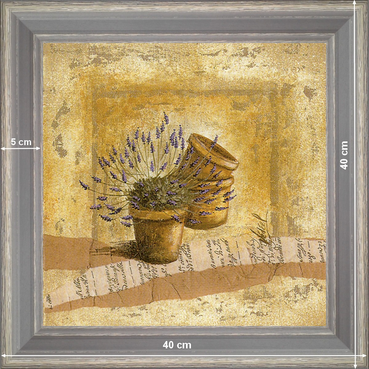Pots and Lavender - dimension 40 x 40 cm - Grey
