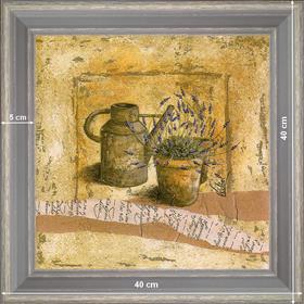 Arrosoir et pot de lavande - dimension 40 x 40 cm - Gris