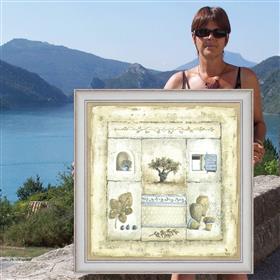 Olive-tree patchwork - photo 80 x 80 cm - White