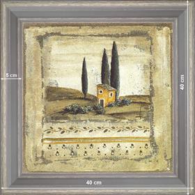 Orange little cottage - 40 x 40 cm - Grey
