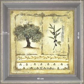 Olivier et rameau 1 - dimension 40 x 40 cm - Gris