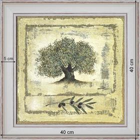 Olivier et rameau 2 - dimension 40 x 40 cm - Blanc cassé