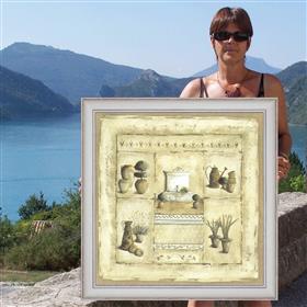 Garden Patchwork - photo 80 x 80 cm - White