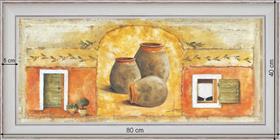 Cruches ocres - dimension 40 x 80 cm - Blanc cassé