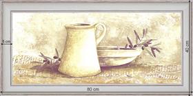 Jugs and Olives - dimension 40 x 80 cm - White