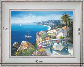 Balcon sur la mer - paysage 40 x 35 cm - Blanchie incurvée