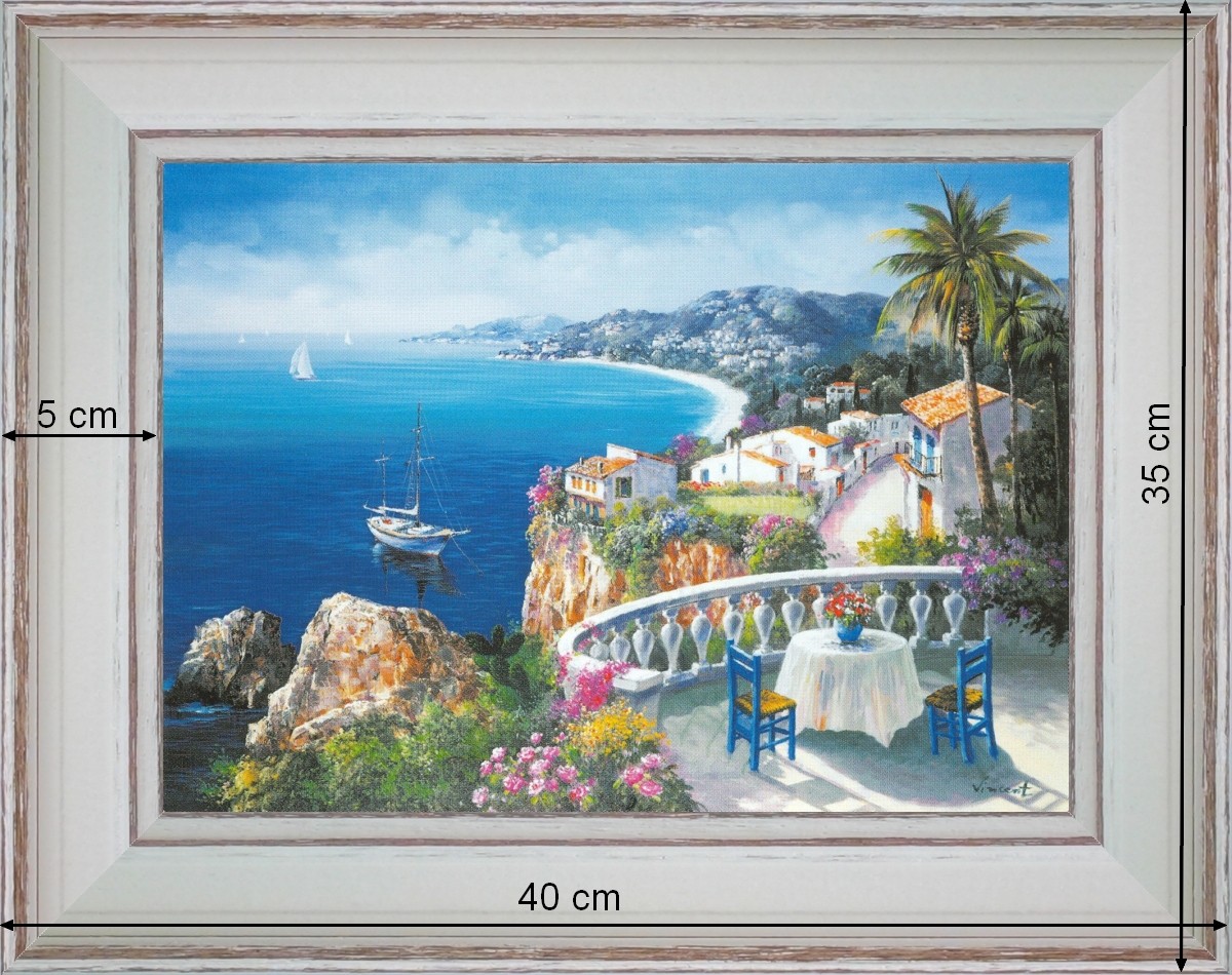 Balcon sur la mer - paysage 40 x 35 cm - Blanchie incurvée 