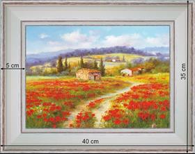 Coquelicots dans la campagne - paysage 40 x 35 cm - Blanchie incurvée