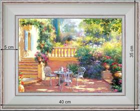Coffee break in the garden - landscape 40 x 35 cm - Cleared curved 