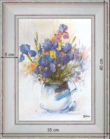 Bouquet d'iris - dimension 40 x 35 cm - Blanchie incurvée