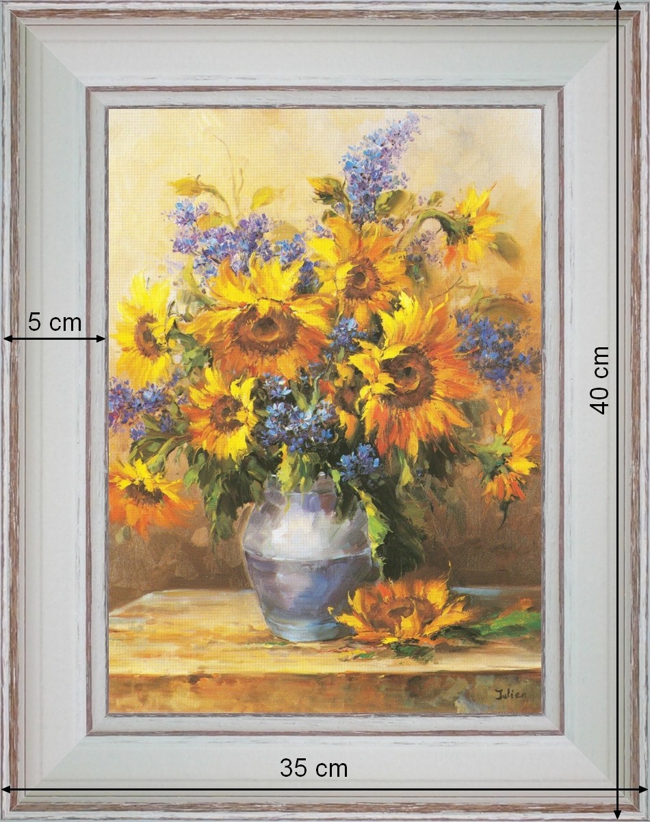 Bouquet de tournesols - dimension 40 x 35 cm - Blanchie incurvée 
