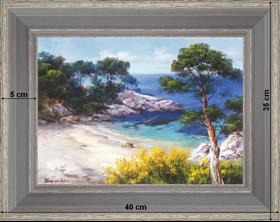 Calanques - paysage 40 x 35 cm Grisée incurvée