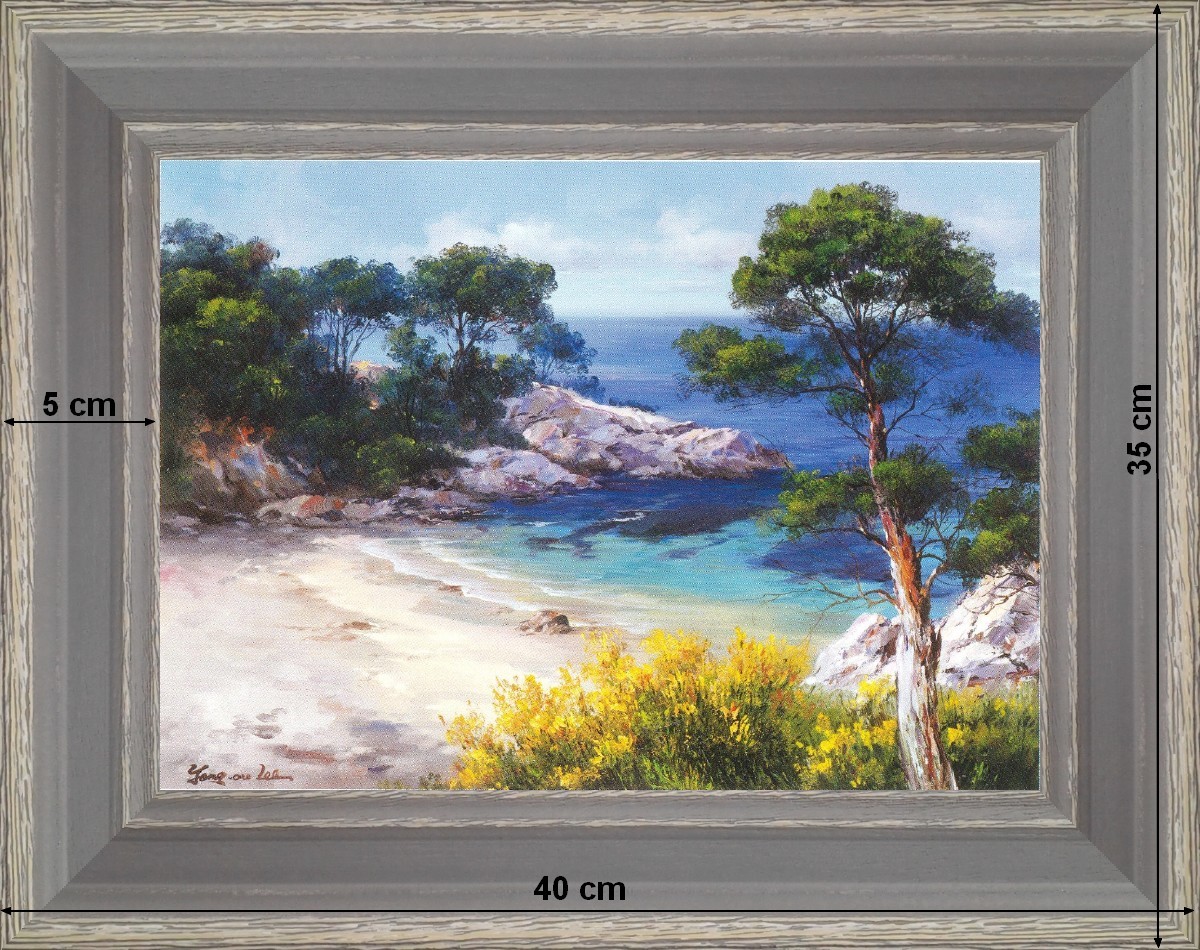 Calanques - paysage 40 x 35 cm Grisée incurvée