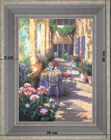 Patio provençal - paysage 40 x 35 cm - Grisée incurvée