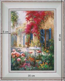 Petit déjeuner en été - paysage 40 x 35 cm - Blanchie incurvée