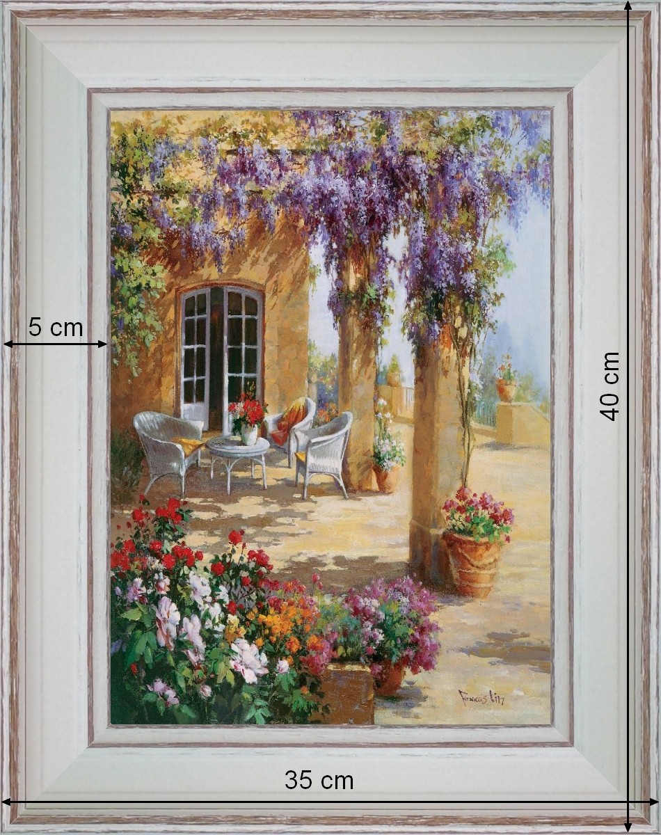 A lounge under the wisteria - landscape 40 x 35 cm - Cleared curved 