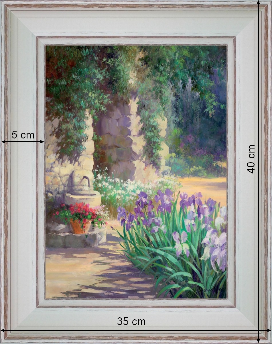 Fontaine de jardin - paysage 40 x 35 cm - Blanchie incurvée