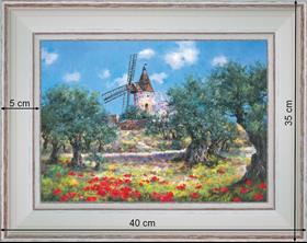Windmill of Provence - landscape 40 x 35 cm - Cleared curved