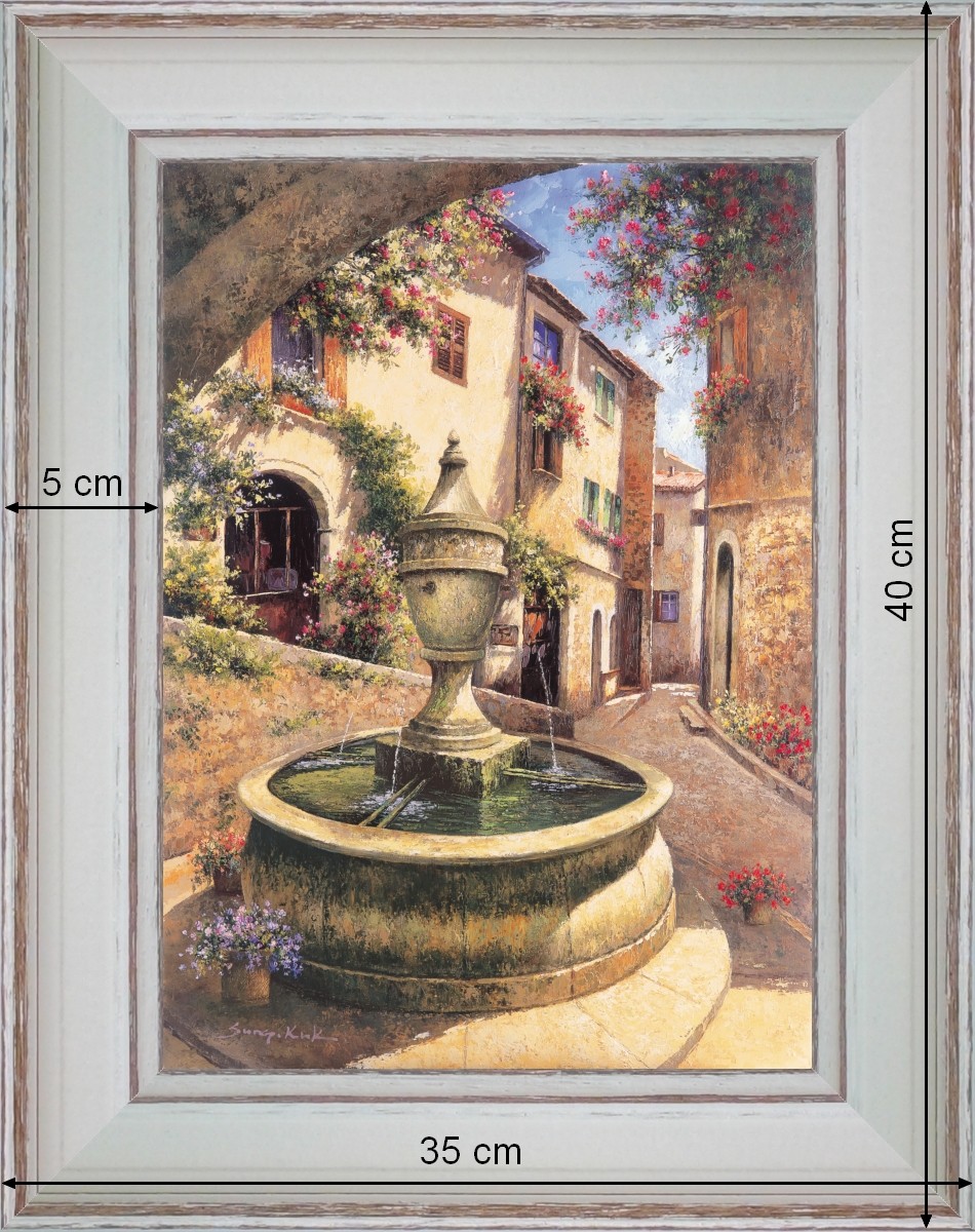 Fontaine de Saint Paul de Vence - paysage 40 x 35 cm - Blanchie incurvée 