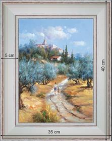 Walk under the village - landscape 40 x 35 cm - Cleared curved