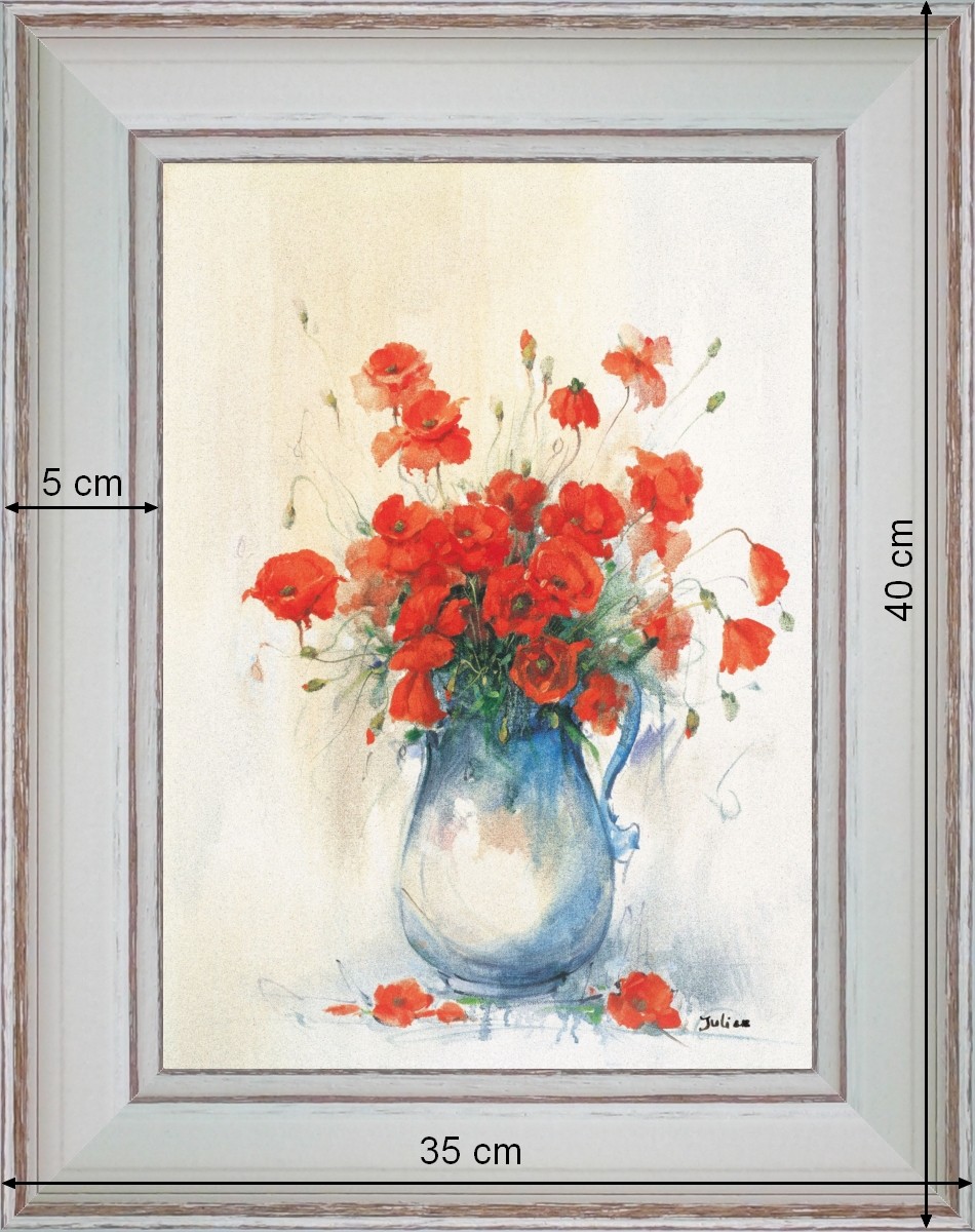 Bouquet de coquelicots - paysage 40 x 35 cm - Blanchie incurvée 