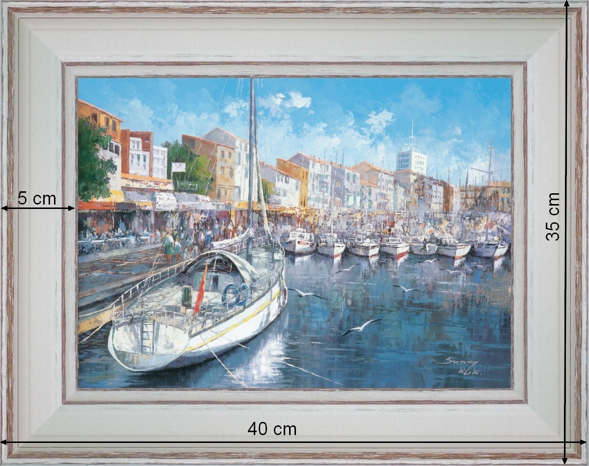 Cap d' Agde's port - landscape 40 x 35 cm - Cleared curved