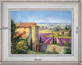The ancient country-house in fields - landscape 40 x 35 cm - Cleared curved