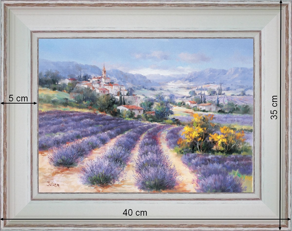 In the lavenders of Haute-Provence - landscape 40 x 35 cm - Cleared curved