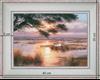 Coucher de soleil sur la Camargue - paysage 40 x 35 cm - Baguette blanchie incurvé