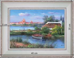 The Camargue in Saintes-Maries-de-la-Mer - landscape 40 x 35 cm - Cleared curved