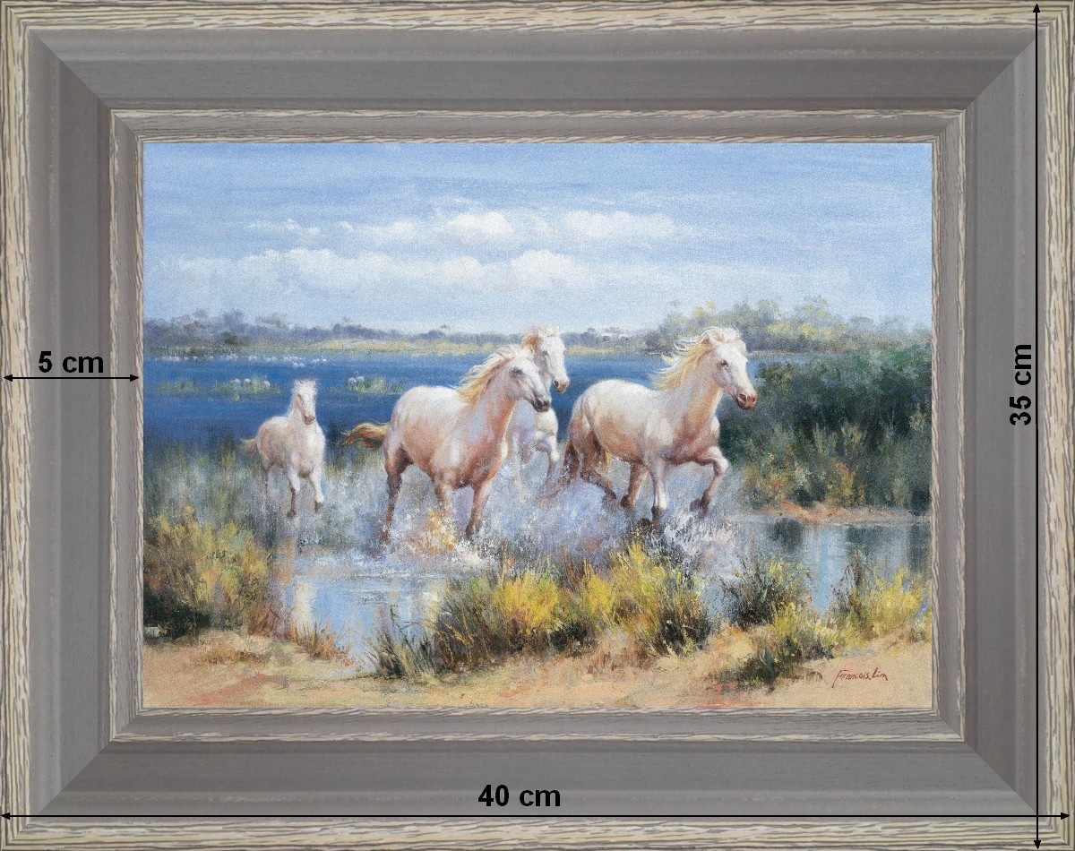 Horses of the native of Camargue - landscape 40 x 35 cm
