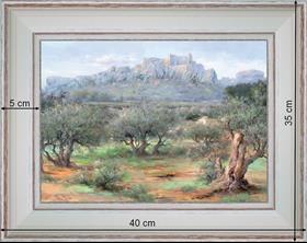 Oliviers des Baux de Provence - paysage 40 x 35 cm - Baguette blanchie incurvé