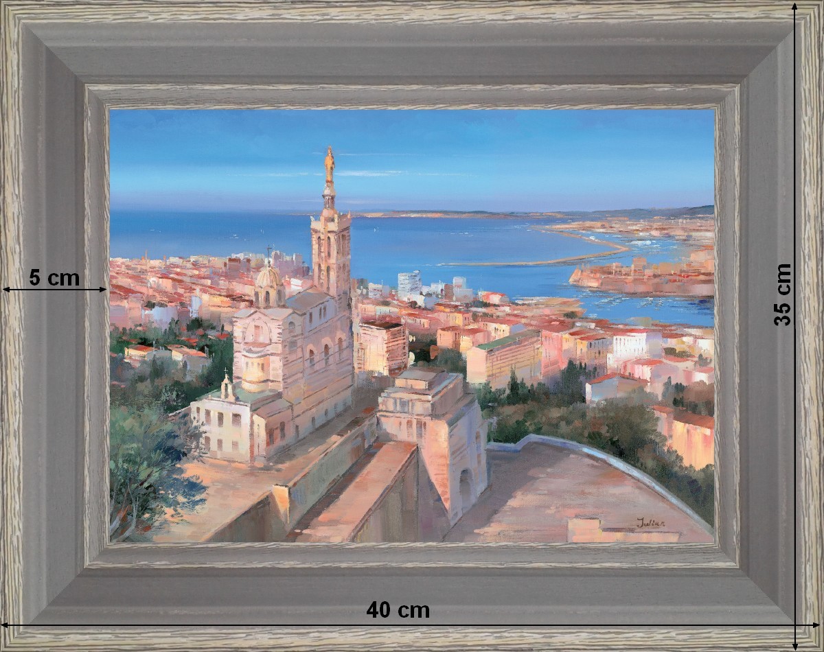 Marseille - Notre-Dame-de-la-Garde - paysage 40 x 35 cm - Grisée incurvée