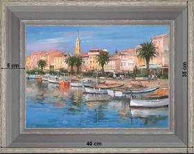 Port de Sanary-sur-Mer - paysage 40 x 35 cm - Grisée incurvée