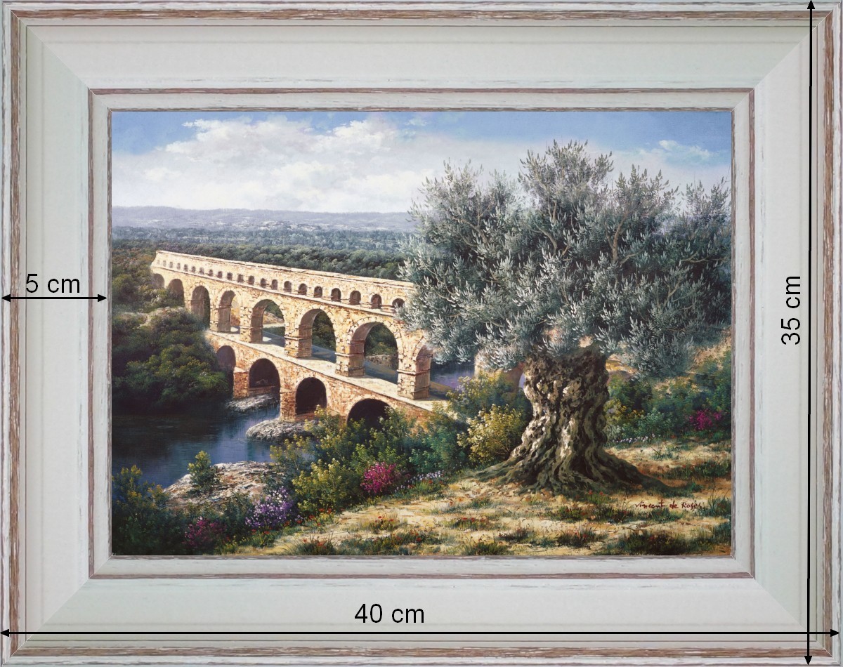 Gard Bridge - landscape 40 x 35 cm - Cleared curved