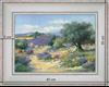 Lavandes et oliviers - paysage 40 x 35 cm - Baguette blanchie incurvé
