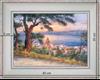 Coucher de soleil sur Saint-Tropez - paysage 40 x 35 cm - Baguette blanchie incurvé