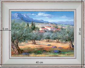 The country house in olive trees - landscape 40 x 35 cm - Cleared curved