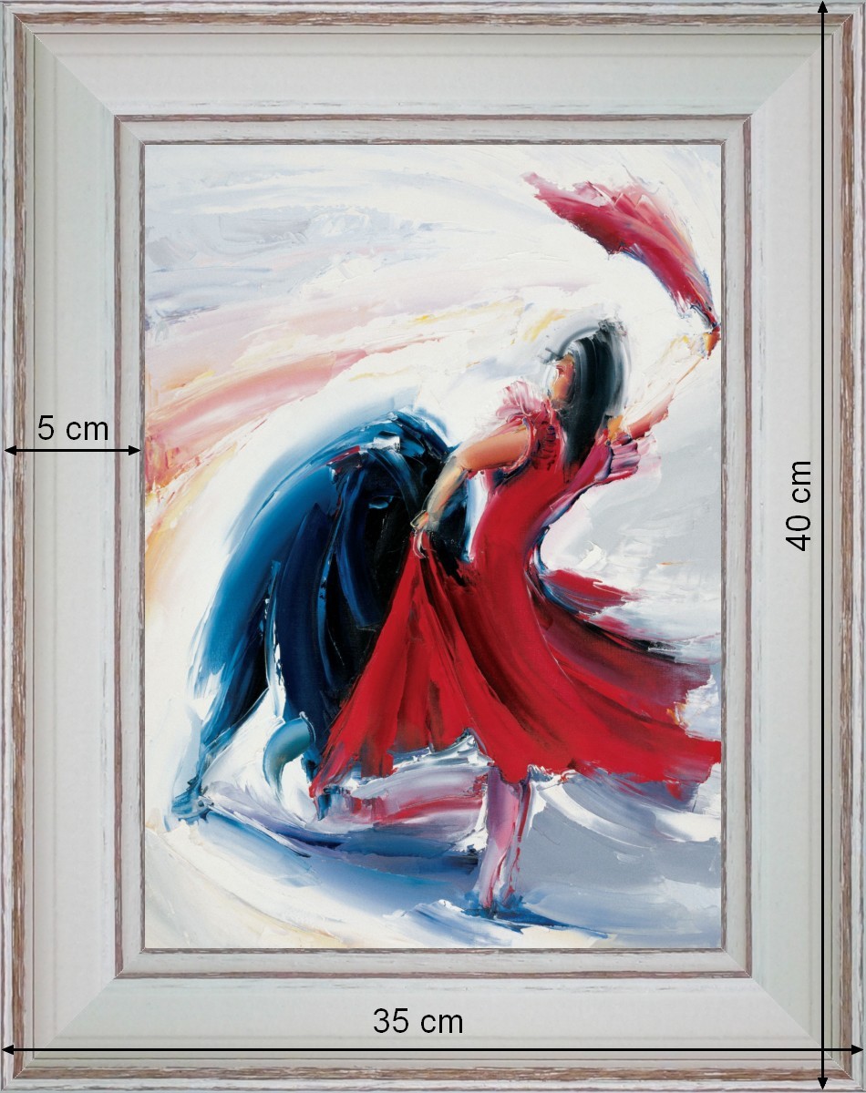 Femme torero - paysage 40 x 35 cm - Baguette blanchie incurvé