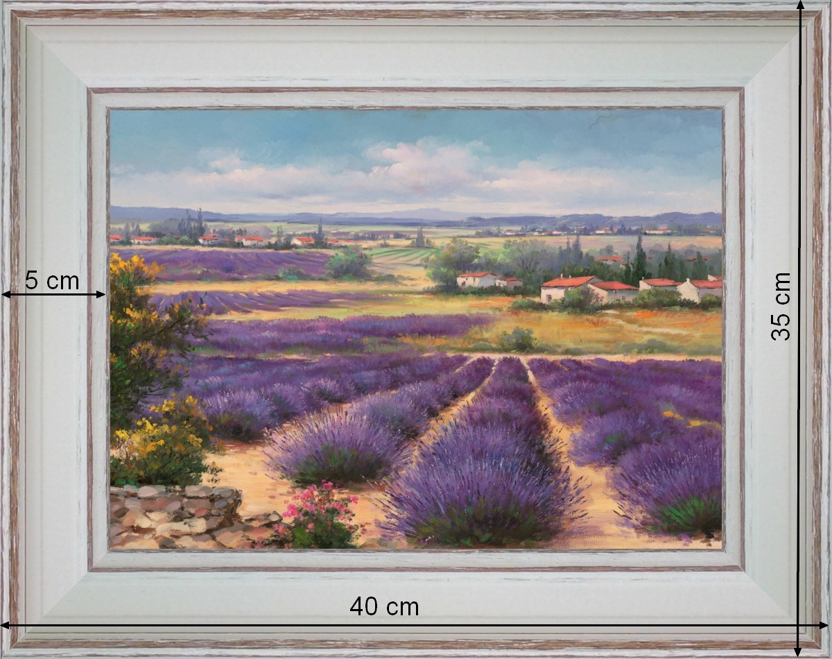 Surrounded with lavenders - landscape 40 x 35 cm - Cleared curved
