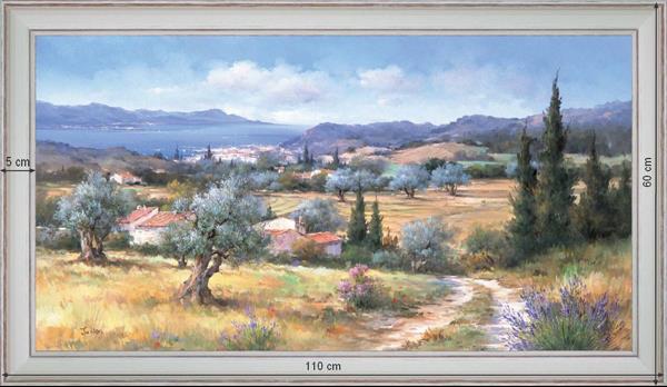 Provence and Sea - Landscape 60x110 cm - White curved