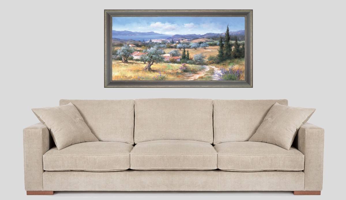 Provence and Sea - Panoramic view in situation - Grey frame