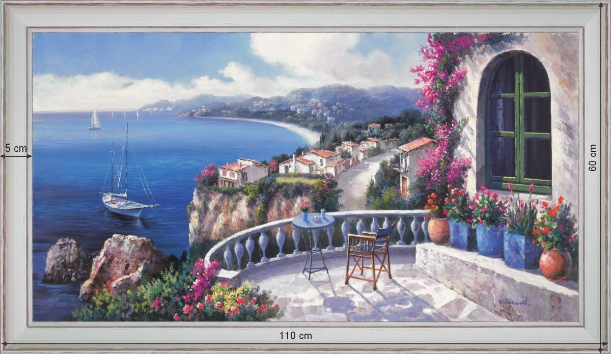 Mediterranean utopia - Landscape 60x110 cm - White curved