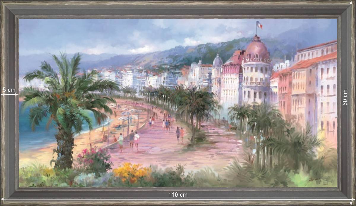 Nice - Promenade des Anglais - Paysage 60x110 cm - Grisée incurvée