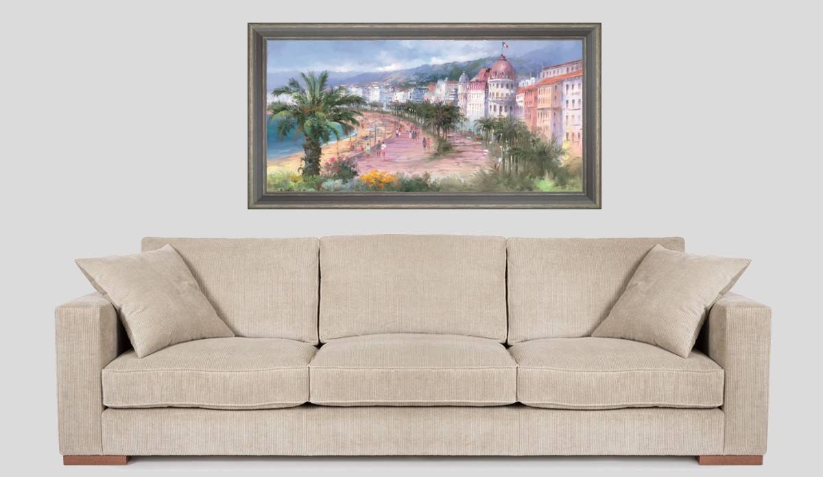 Nice City - Promenade des Anglais - Panoramic in situation Grey frame