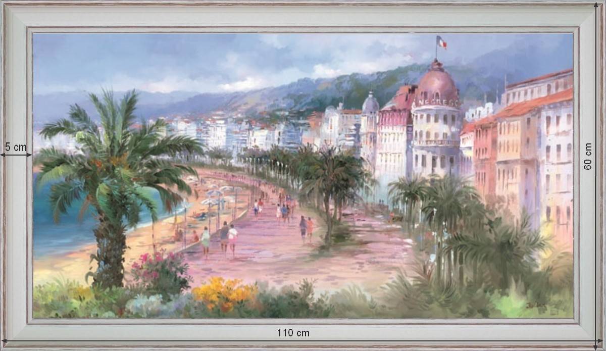 Nice City - Promenade des Anglais - Landscape 60x110 cm - White curved