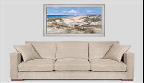 Boats and ganivelles in the sand - Panoramic in situation - White frame